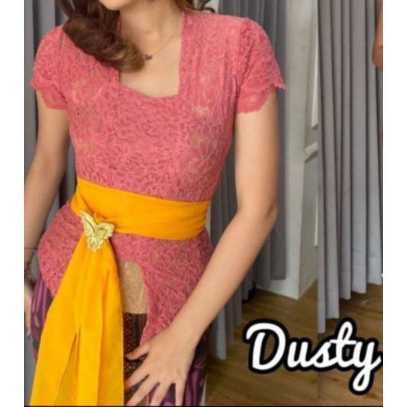 Baju Tradisional Kebaya Halus & Dingin Kebaya Bali Brokat Sofia Strecth Lengan Pendek Model Lilit