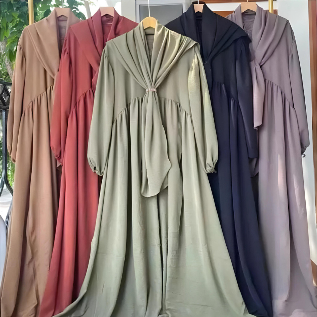 Gamis Lebaran 2025 Model Gamis Terbaru Remaja Bahan Adem Set Hijab Games Kondangan Muslim Pesta Mewa