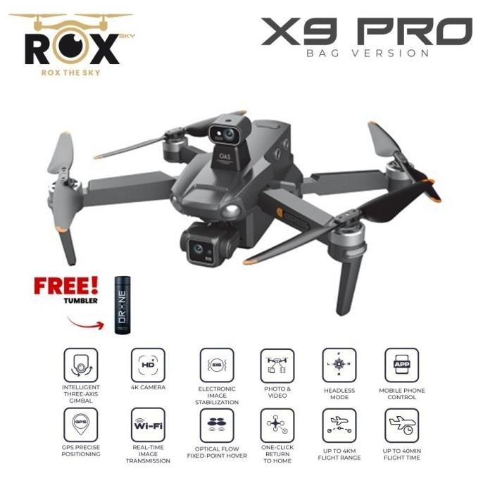 Drone Rox X9 Gps 3-Axis Gimbal 1.5Km Camera 4K 25 Min - Drone Termurah Original Terlaris