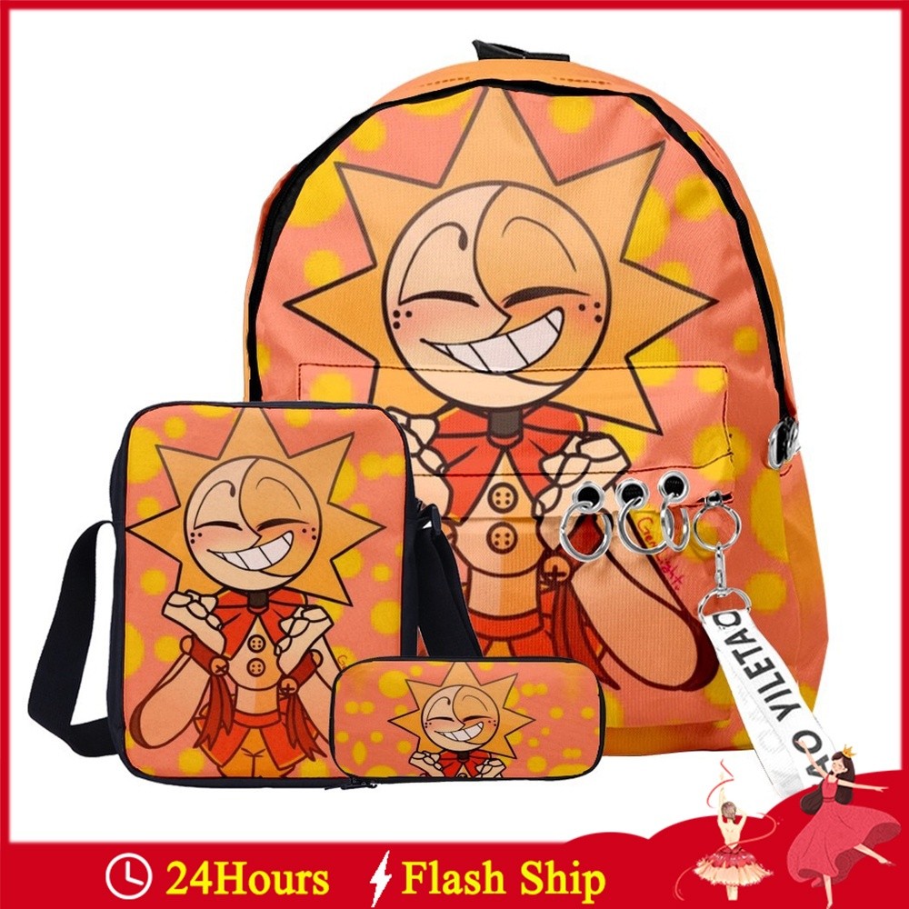 

17 Inci Anak-anak Sundrop Fnaf 3 Buah Set Ransel + Tas Bahu + Tempat Pensil Tas Sekolah TK Hadiah Harian Anak Laki-laki Perempuan |32352A6C|