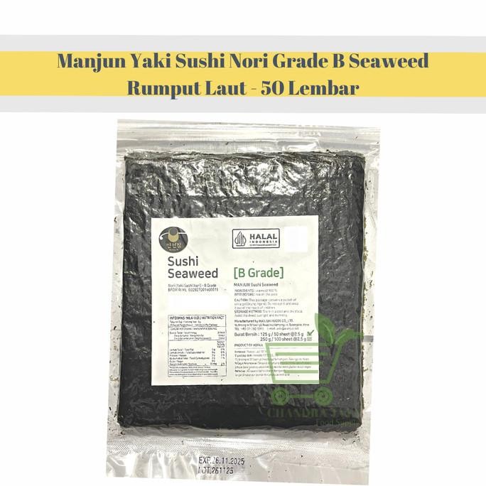 

Manjun Yaki Sushi Nori Grade B Seaweed Rumput Laut - 50 Lembar Stok Terbatas