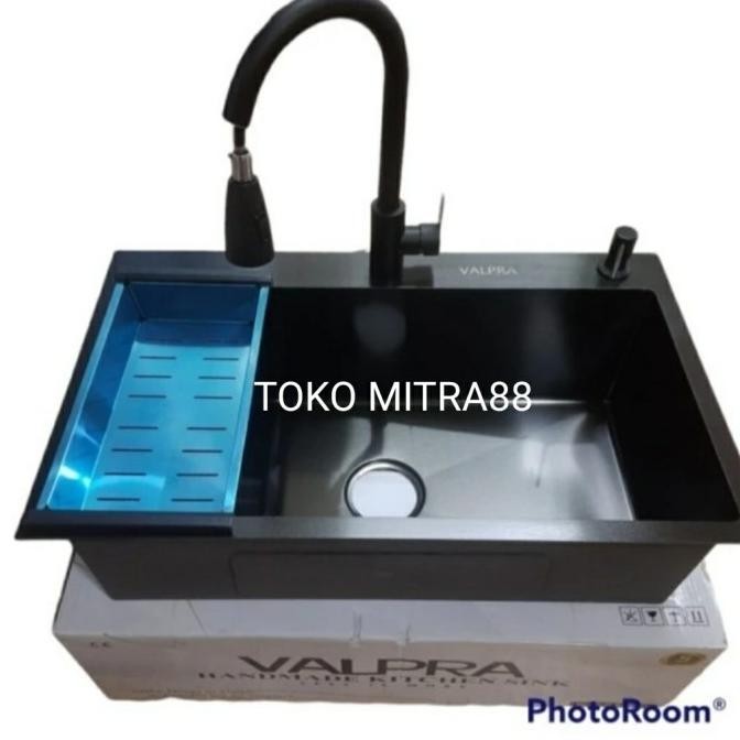 

PROMO KITCHEN SINK VALPRA 7545 HITAM KOMPLIT SET KRAN TARIK PANAS DINGIN