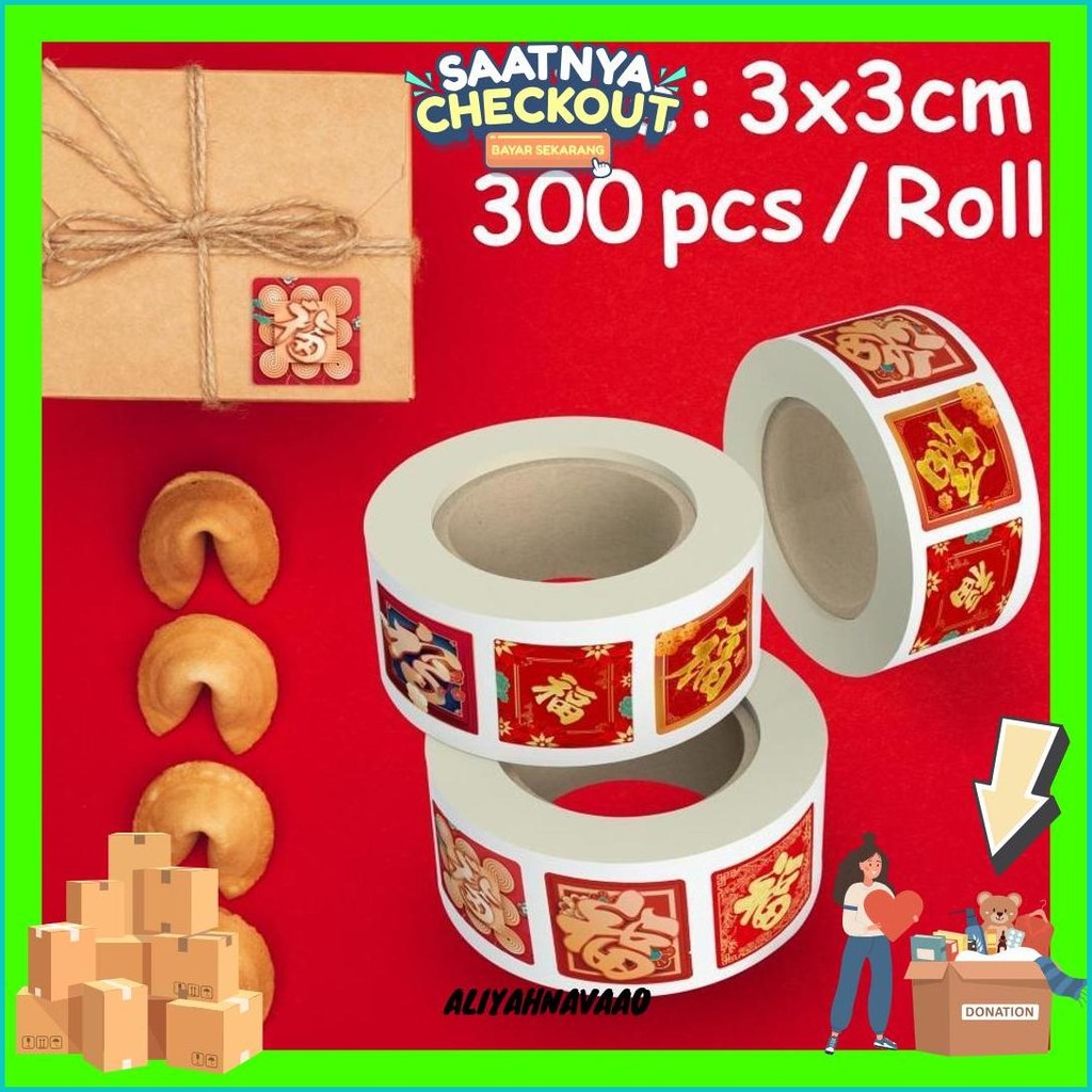 

Sticker Fu Imlek Tahun Baru Cina Stiker Cny Sincia Gong Xi Fa Cai 3 Cm (300Pcs/ Roll) Promo