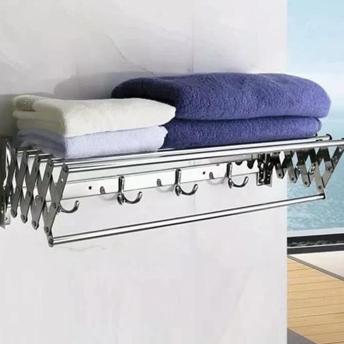 

PROMO RAK HANDUK TARIK STAINLEES 70 CM/ JEMURAN HANDUK LIPAT PLUS KAPSTOK