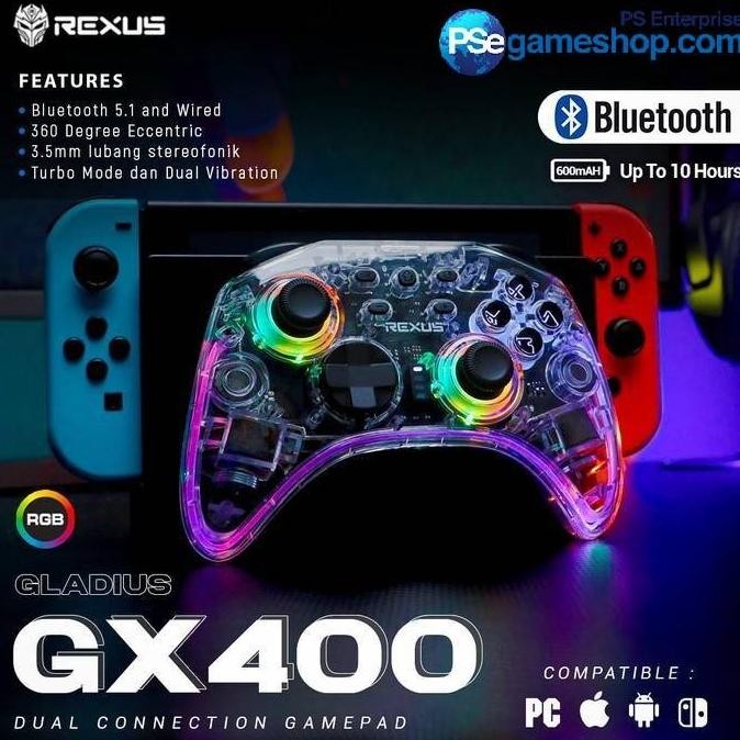 

PROMO REXUS GX400 GAMEPAD WIRELESS BLUETOOTH GAMING JOYSTICK GLADIUS GX-400