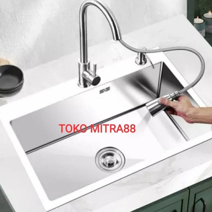 

PROMO PEKAT LENGKAP KITCHEN SINK JKM 8050 KOMPLIT SET KRAN FEXSIBEL STAINLES