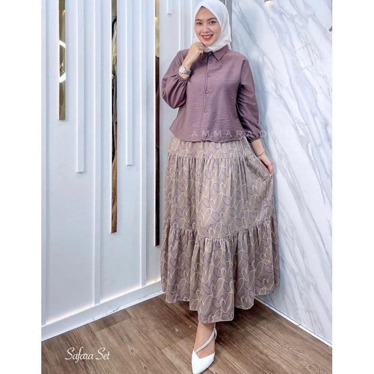 Spesial Oneset Safara By Ammara Setelan Rok Rayon Mix Pololinen Atasan Rok Setelan Warna Kekinian Mu