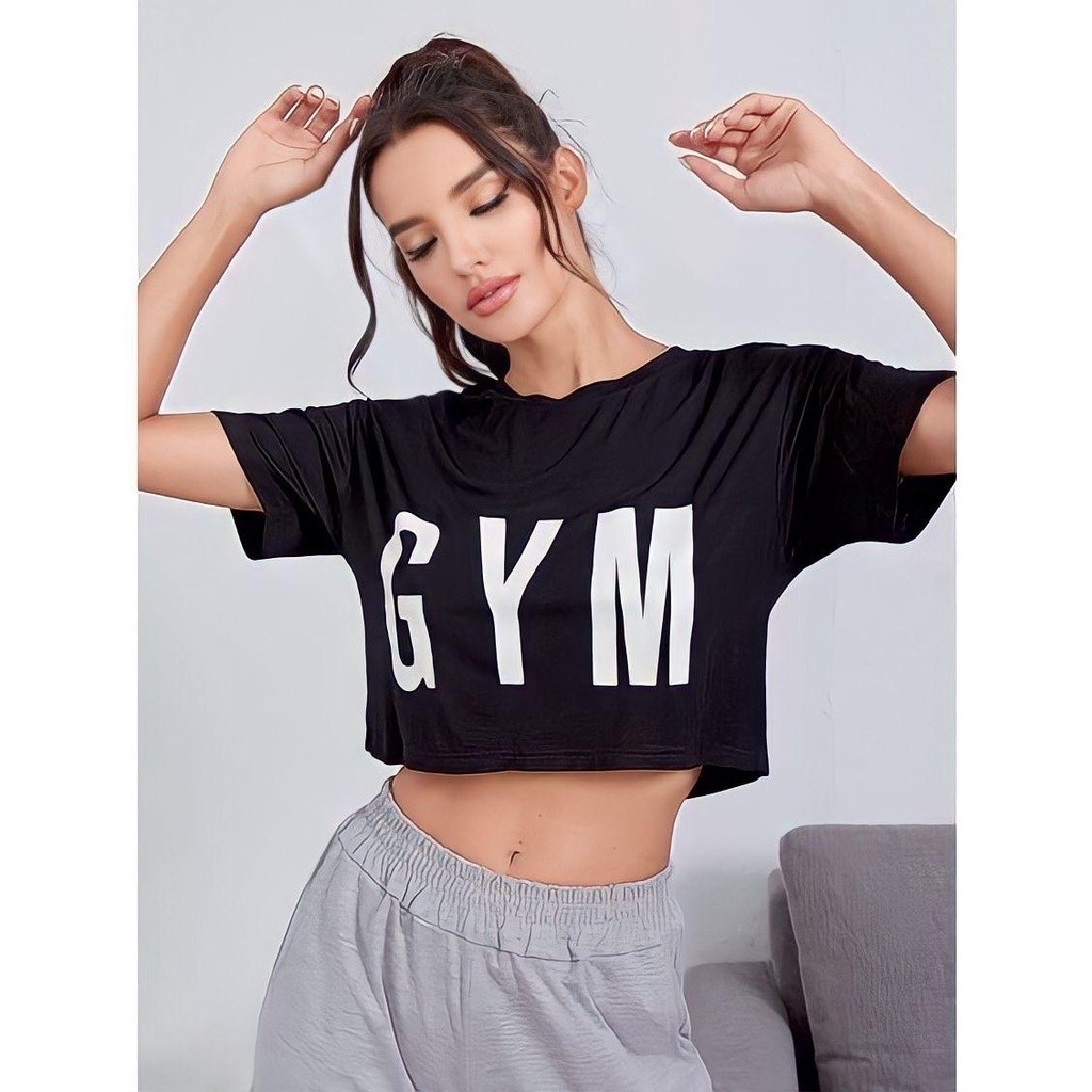 Kaos GYM Crop Top Kaos Crop Top Oversize Kaos Olahraga Fitness Gym