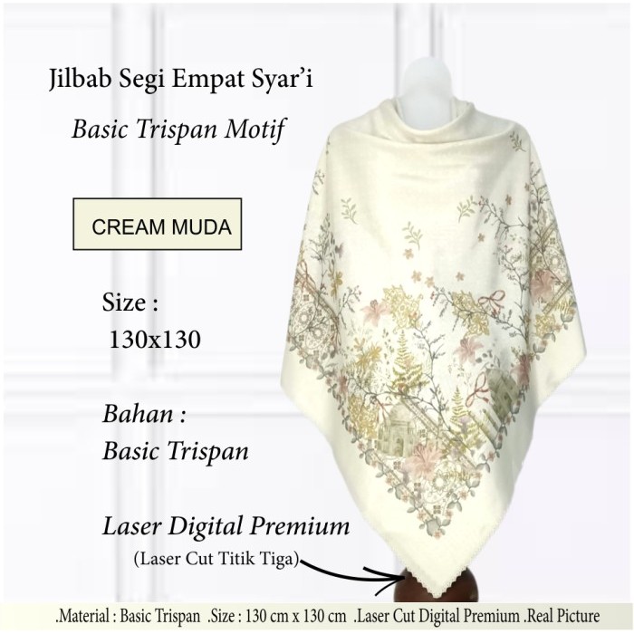 [COD] Jilbab Segi Empat Syari Voal Motif 31-33 Jumbo 130x130 -Kerudung Hijab - Motif 59 Q8M20