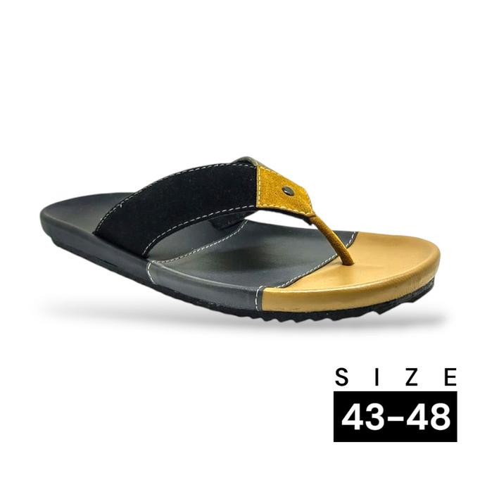 Sandal kulit asli capit pria BIG SIZE 44-49 Sandal Flat Original Jumbo