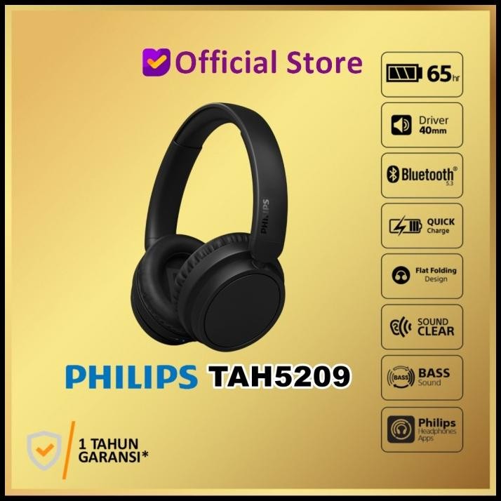 Philips Tah5209 Tah 5209 Over Ear Wireless Bluetooth Headphones