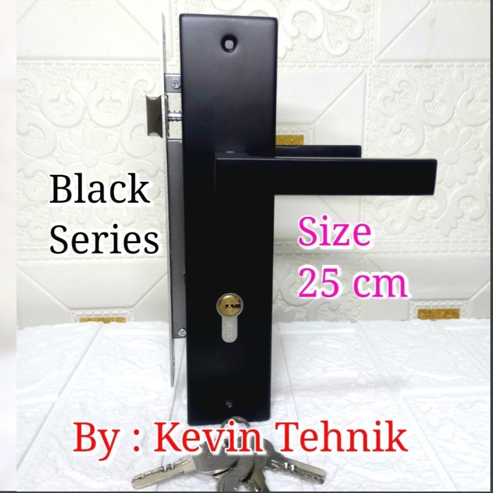 Diskon Handle Pintu Besar Black, Kunci Pintu Rumah Hitam, Kunci Pintu Besar