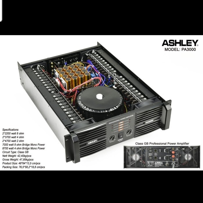power amplifer ashley pa3000 pa 3000 class GB garansi oroginal