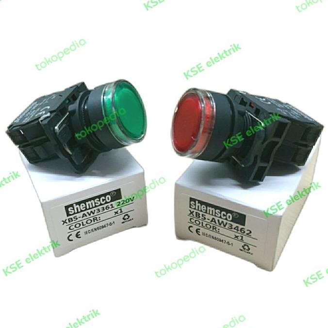Promo Push button lamp 22mm (220vac) (xb5-aw) merah nc - hijau no COD