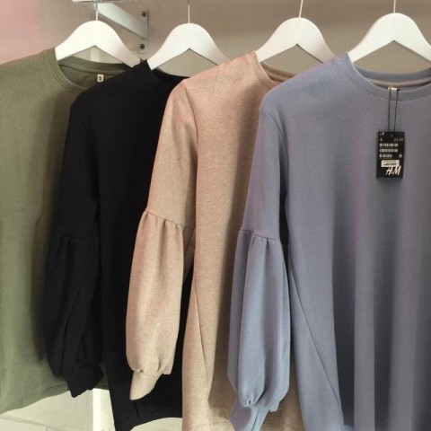 Kaos H&M Lengan Panjang Balon Rib