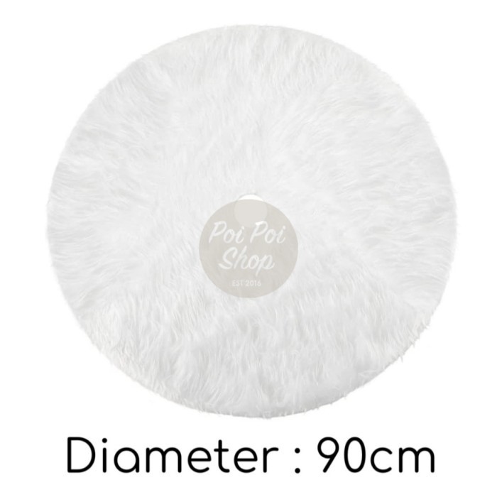 TERLARIS Karpet Pohon Natal Premium 120cm Bahan Bulu Glitter Tatakan Christmas Tree Skirt Pohon Gros