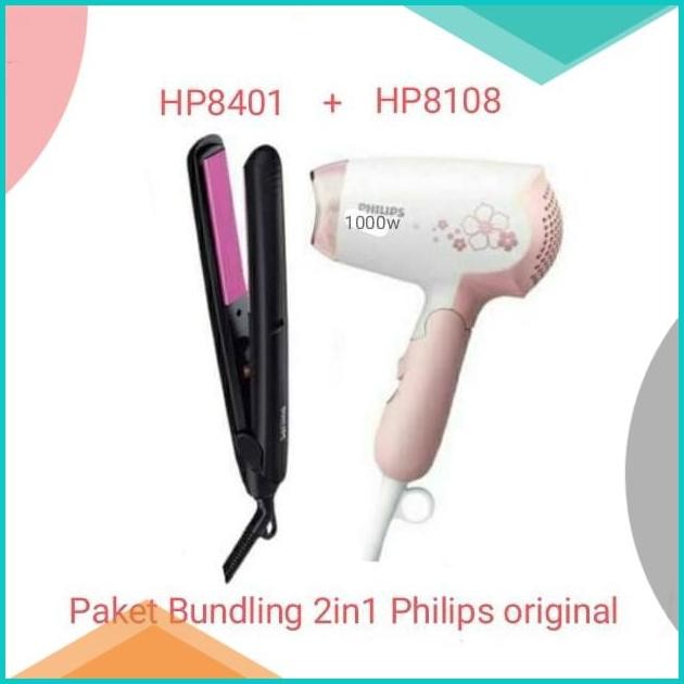PAKET 2IN1 Philips catokan rambut + hair dryer HP8401 + HP8108 ori 07D