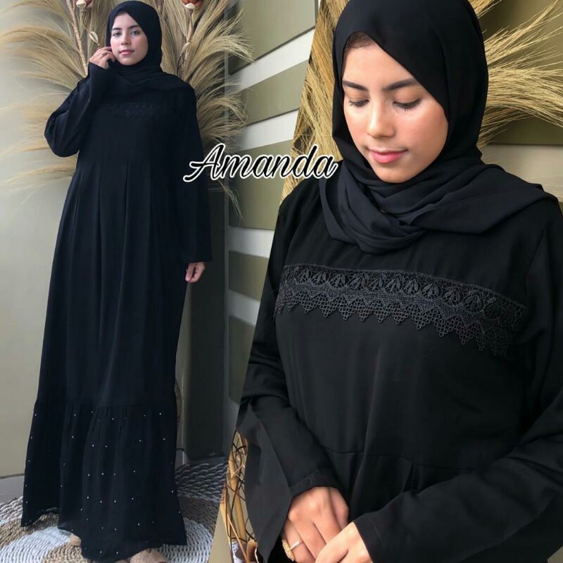 PROMO BAJU MUSLIM RAMADHAN  Abaya Amanda Abaya Rempel bawah Renda dada
