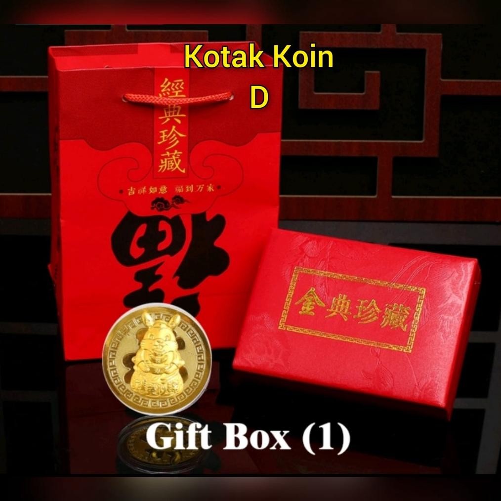 

GHT Hadiah / Souvenir imlek / Kado Imlek Angpao Emas Koin + kotak + Paper Bag