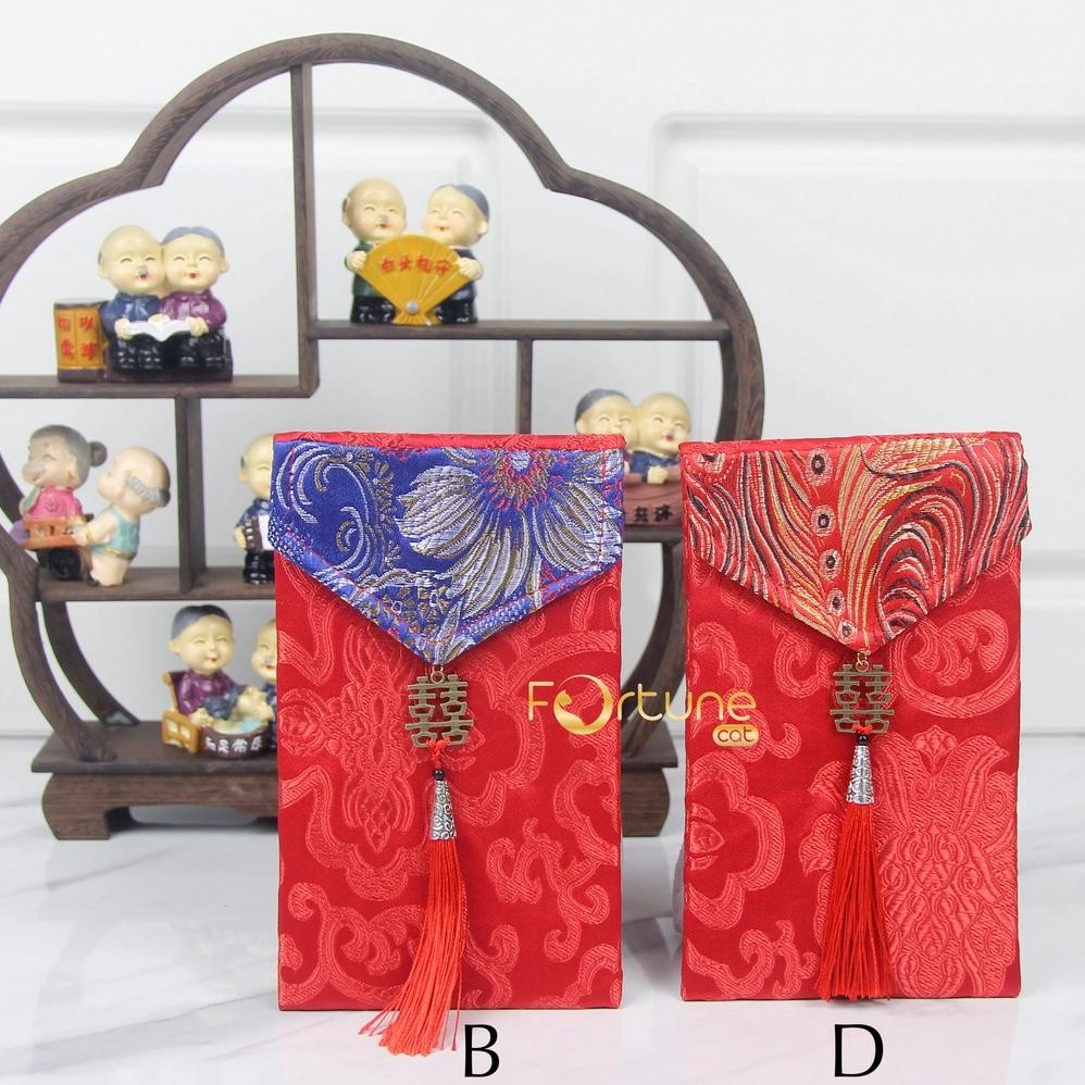 

GHT Angpao Sangjit Kain Wedding Engagement Lamaran Kawinan Hong Bao Red Envelope Gantungan Shuang Xi