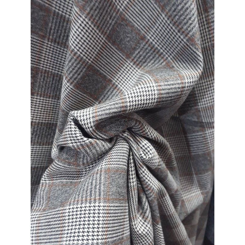 Kain Semiwoll Tartan Strech Bahan Textile Impor Trendy Per 0.5 meter.