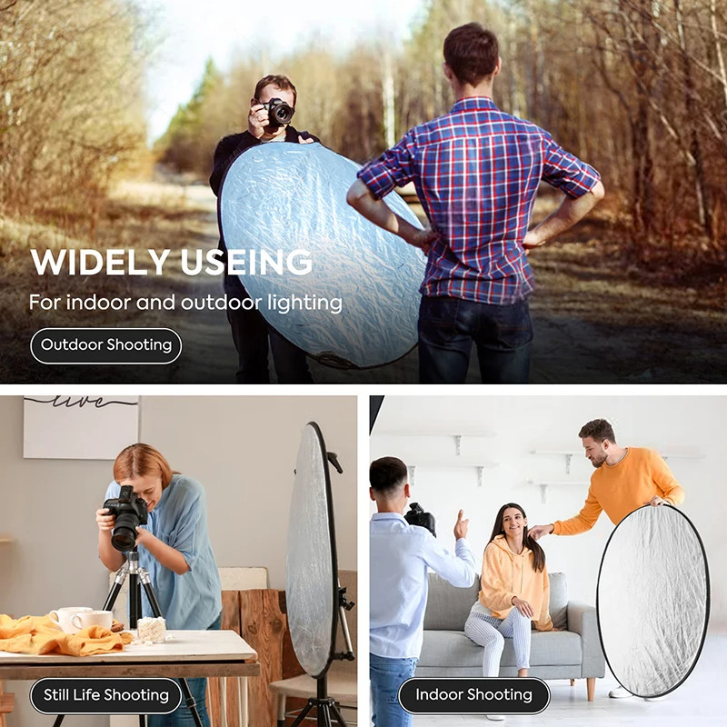 Taffstudio Reflektor Cahaya Fotografi Studio 2in1 Sliver/White -Silver/Gold 110cm-80cm Foldable