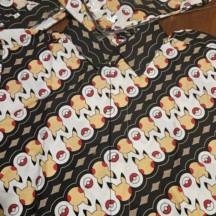 kemeja batik pria pendek pokemon pikachu batik / batik pikachu MS