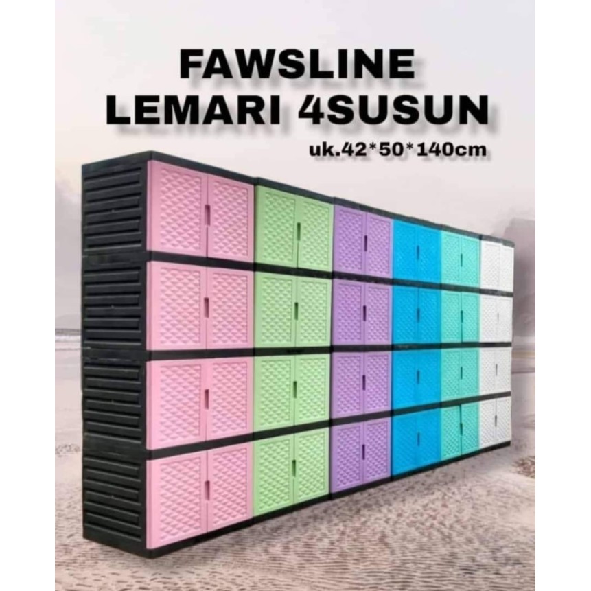 TERLARIS Lemari Plastik Baju Pakaian 4 susun Fawsline / Rak serbaguna Tabita - 3 Susun