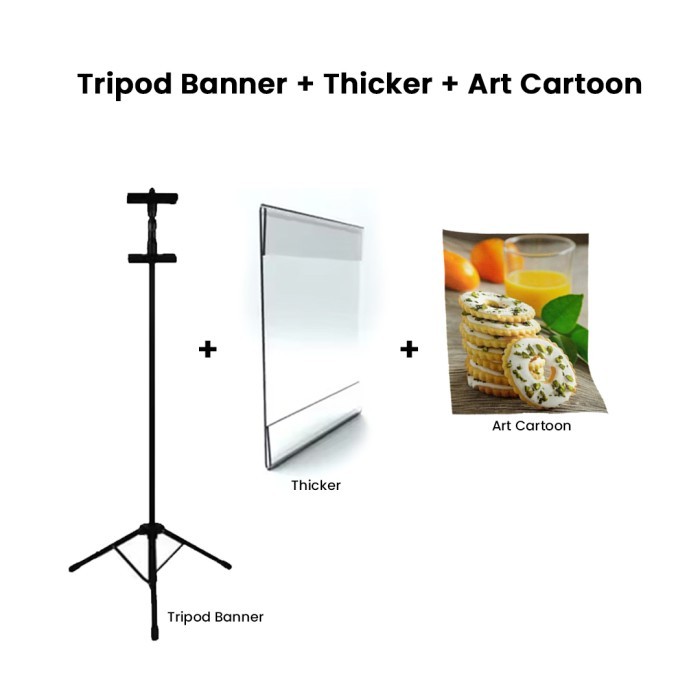 TERBARU Tripod Standing Banner Akrilik Thicker A3 & A4 Plus Cetak Poster HOT SALE