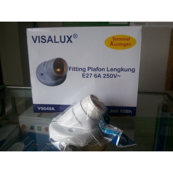 ] VISALUX Fitting Lampu Miring E27 Kuningan VS649A Fiting Plafon Miring