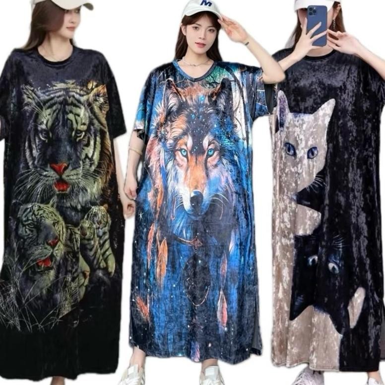 CR - DRESS BIG SIZE VELVET BLUDRU PANJANG JUMBO TERLARIS