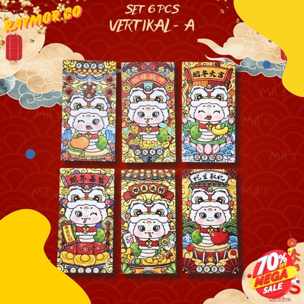 

[ Cute Mil'S ] Angpao Persegi Panjang Berdiri Panjang Ular Snake Red Gold Merah Emas Imlek Vertikal Premium Tahun Ular 2025 Angpau Cny Dompet Lipat Hongbao Chinesse New Year Of The Snake 2025 (Cod)