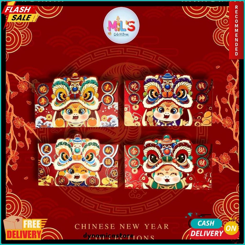 

[ Cute Mil'S ] Angpao Tidur Horisontal Imlek Merah Emas Red Gold Barongsai Glitter Premium Tahun Ular 2025 Angpau Cny Angpao Dompet Lipat Hongbao Chinesse New Year Of The Snake 2025 (Lagi Diskon)