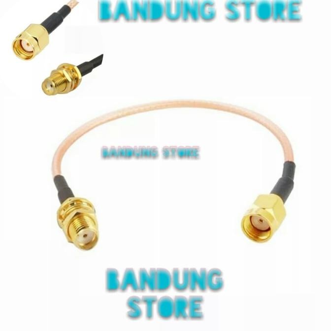 siap kirim] kabel pigtail rp sma male to sma female 50cm