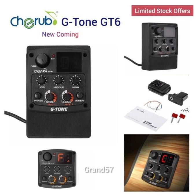 CHERUB G-TONE GT-6 PICKUP GITAR AKUSTIK PREAMP PIEZO 3-BAND EQUALIZER ORIGINAL DAN TERPERCAYA
