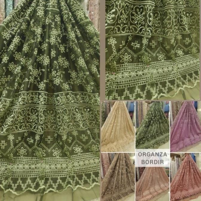 {{{{{{] Kain Organza Bordir Kaca Pinggir Dress Outer Sapto