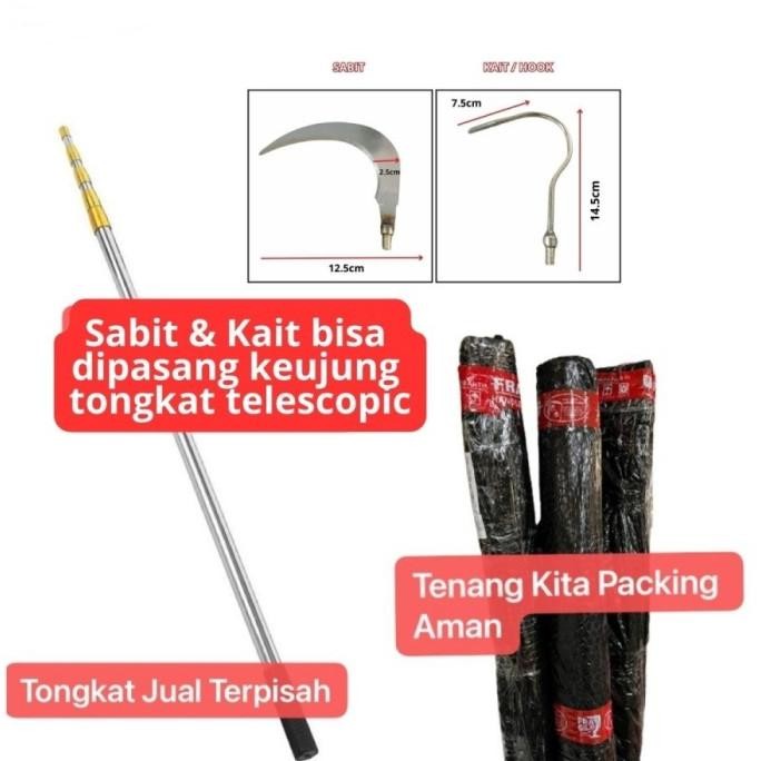 Tongkat Pemetik Buah 5 Meter Teleskopik Serbaguna Dengan Sabit