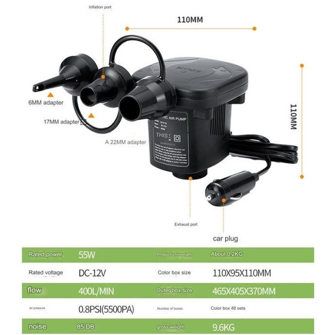 Intex 66101B Pompa Elektrik Angin Kasur Kolam Sofa Angin Inflator Deflator Power Ac Listrik Mobil Or