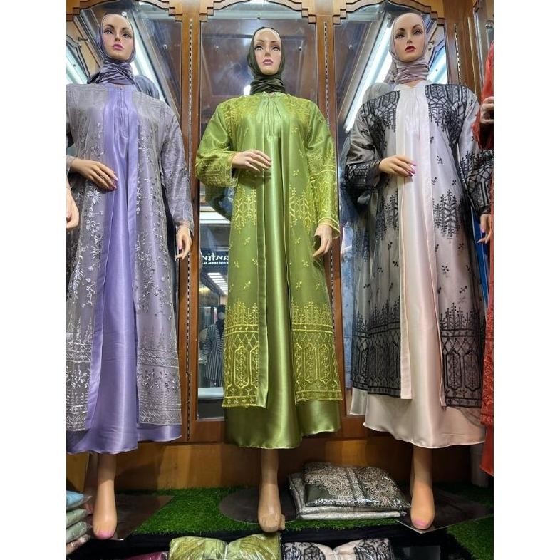 Gamis Khaira Satin Kristal Import Mix Tile Gamis Pesta Mewah Elegan  Gamis Kondangan Gamis Wanita Ga