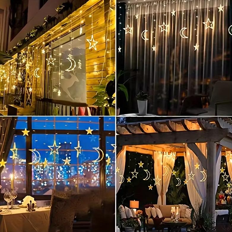 olp 2024 Lampu Hias Lampu Natal Lampu LED 4 Meter Lampu Hias Tirai Kamar Lampu Kelap Kelip Warna War