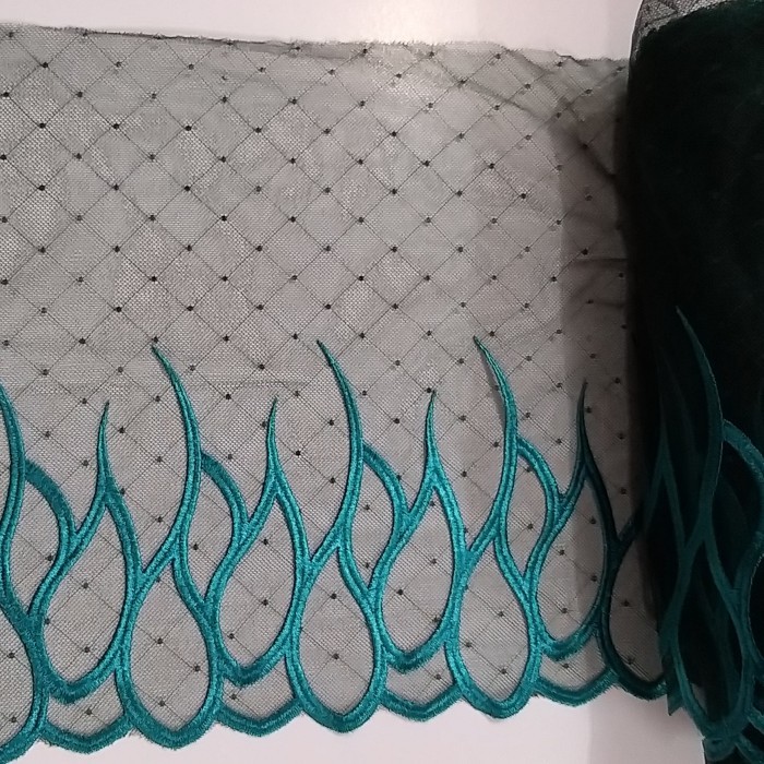 PROMO renda tile biru toska, lebar 20cm, harga per meter