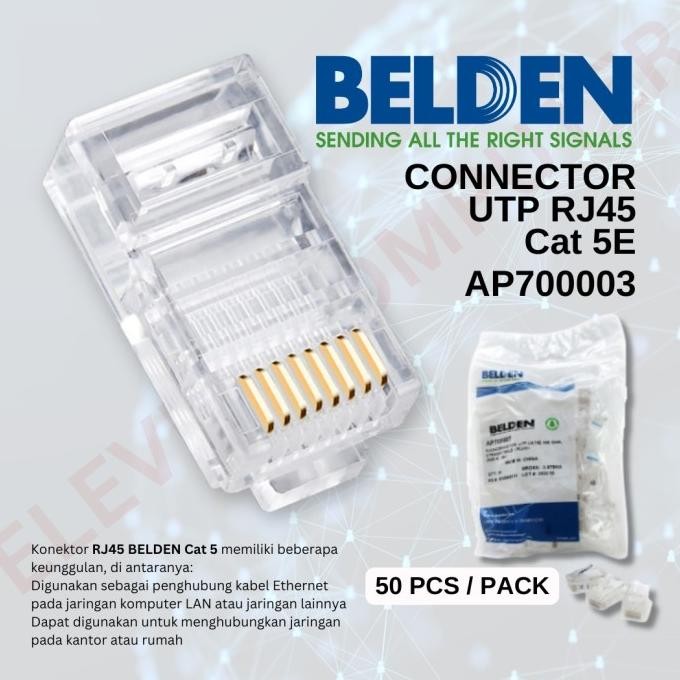 

BELDEN CONNECTOR UTP RJ45 CAT 5E/KONEKTOR RJ 45 CAT5E /AP700007 ISI 50 ORIGINAL