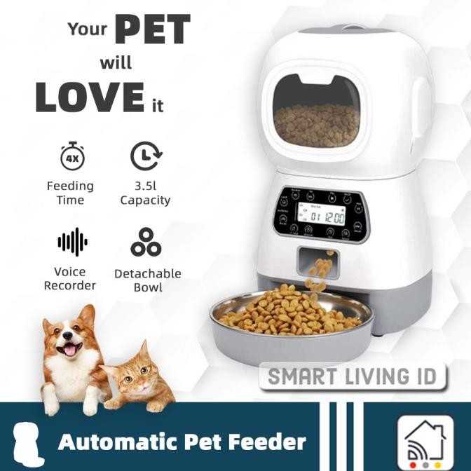 

AUTOMATIC CAT DOG PET FEEDER TEMPAT MAKAN KUCING ANJING OTOMATIS 3.5L ORIGINAL