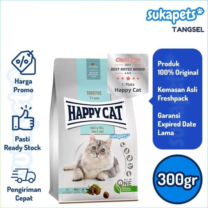 

HAPPY CAT SUPREME SENSITIVE SKIN & COAT MAKANAN KUCING 300GR ORIGINAL