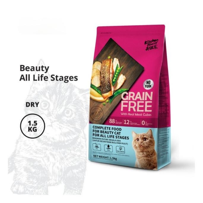 

KITCHEN FLAVOR GRAIN FREE BEAUTY CAT 1,5KG FRESHPACK - MAKANAN KUCING ORIGINAL