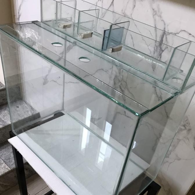 Siap Kirim set aquarium+top filter+tutup kaca 60x30x35