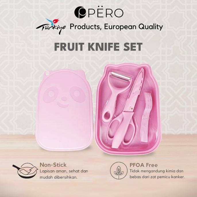 

Berkualitas Pero Fruit Knife Set / Set Pisau Buah dengan Peeler dan Talenan Set Alat Pengupas dan Pemotong Buah