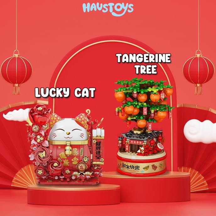 

BRICKS MAINAN LUCKY CAT AND TANGERINE TREE FOR CHINESE NEW YEAR ORIGINAL