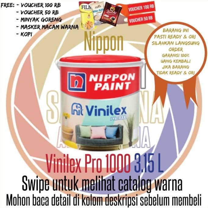 

CAT TEMBOK VINILEX PRO 1000 GALON / NIPPON PAINT CAT INTERIOR 4.5 KG ORIGINAL