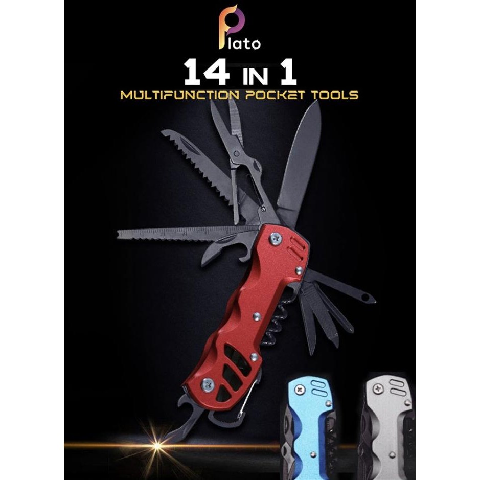 

Berkualitas PLATO Pisau Lipat Multitools Pocket Knife EDC Camping Outdoor 14 in 1
